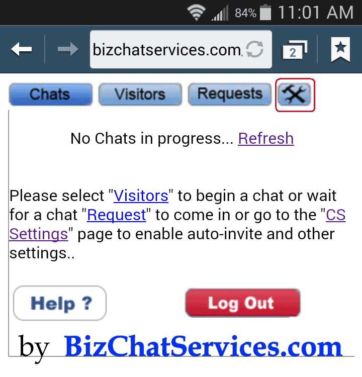 Biz Chat Services CSLH Mobile Settings Selection
